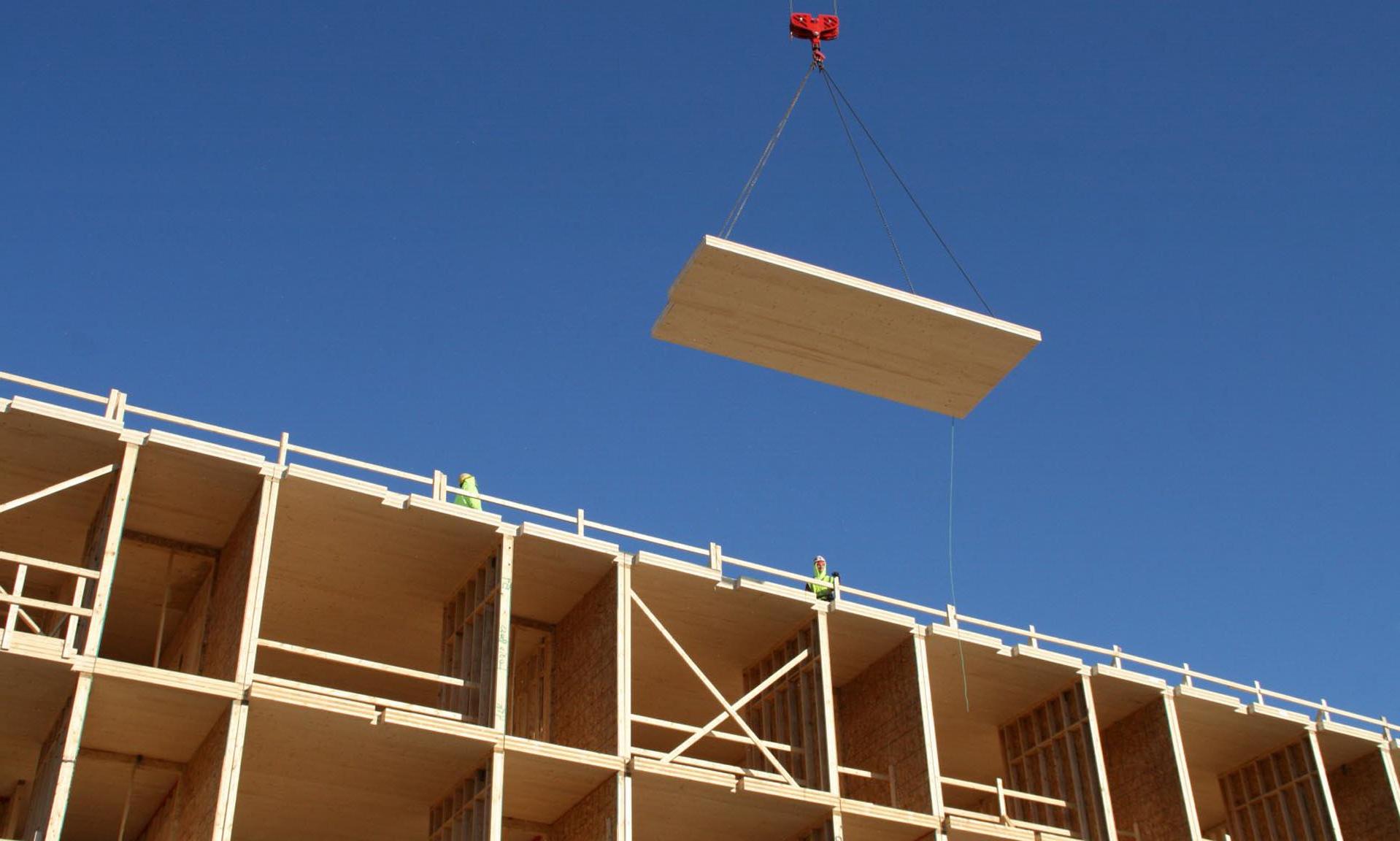 Timber Lofts crane with panel